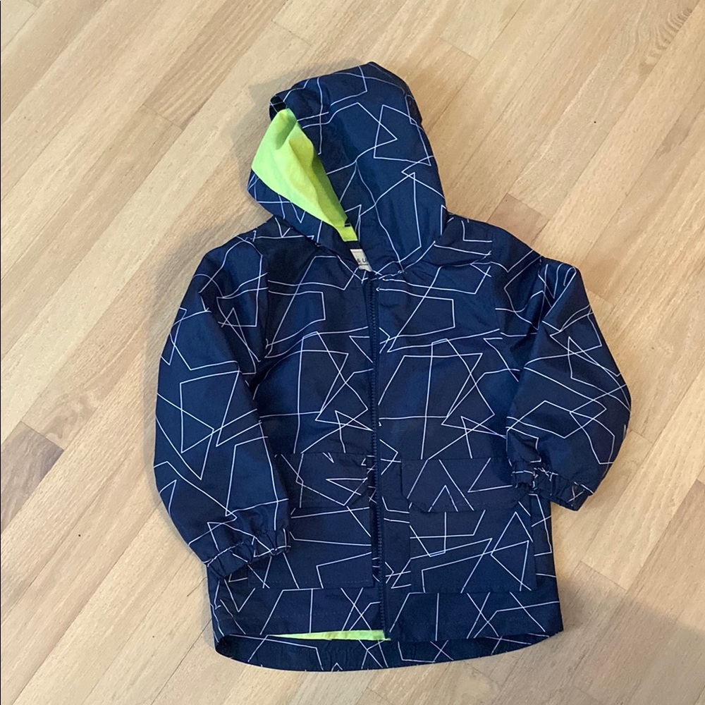 Geometric Patterned Hooded Rain Jacket